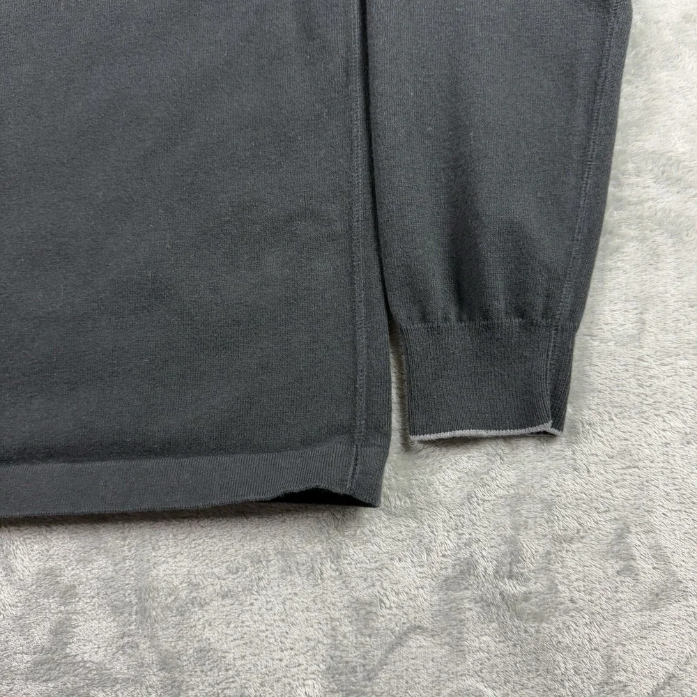 Banana Republic Sweater 1/4‎ Zip Pullover Mens Large Black Gray Cotton Cashmere